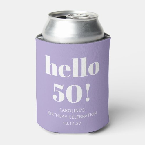 Bold Typography Modern Lavender Birthday Party 50 Can Cooler