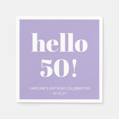 Bold Typography Modern Lavender Birthday Party 50 Napkins