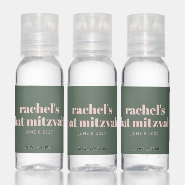 Bold Typography Modern Pink Green Personalized    Hand Sanitizer (Set)