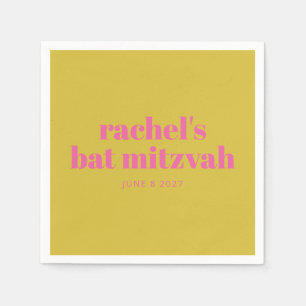 Bold Typography Modern Pink Yellow Personalized Napkins