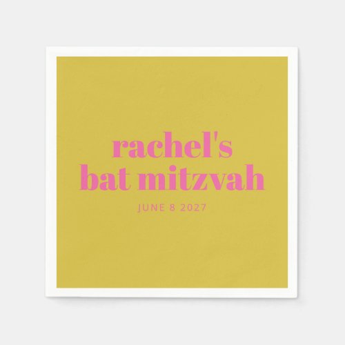 Bold Typography Modern Pink Yellow Personalized Napkins