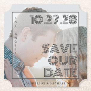 Bold Typography Modern Simple Minimalist Photo Paper Coaster