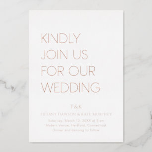 Bold Typography Modern Wedding Foil Invitation