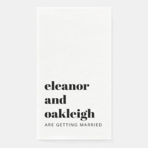 Bold Typography Modern Wedding White Background Paper Guest Towels
