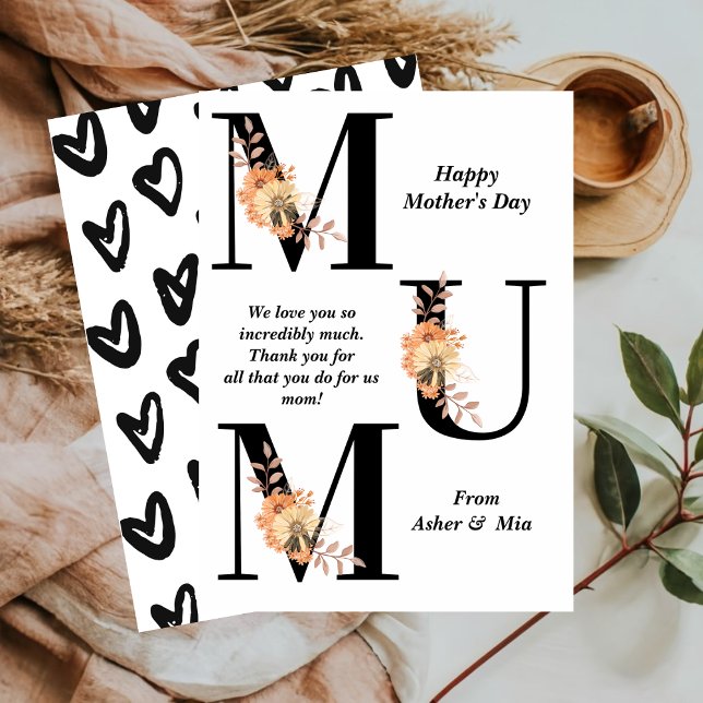 Bold Typography Mom Floral Happy Mother's Day Card (Creator Uploaded)