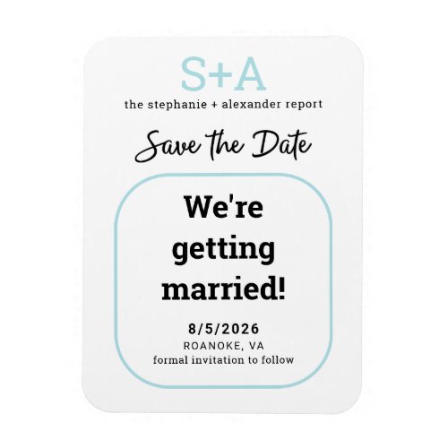 Bold Typography Monogram Wedding Save the Date Mag Magnet