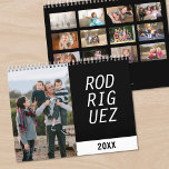 Bold Typography Name Black Photo Calendar<br><div class="desc">Take your favorite photos and create your own modern wall calendar. The cover features your vertical photo on the left. Your name is on the right in bold white typography broken into lines with up to 3 letters on a black color block. Below it, the calendar year is shown in...</div>