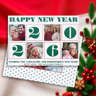 Bold typography New Year 2026 photo collage Letterpress Photo Cards
