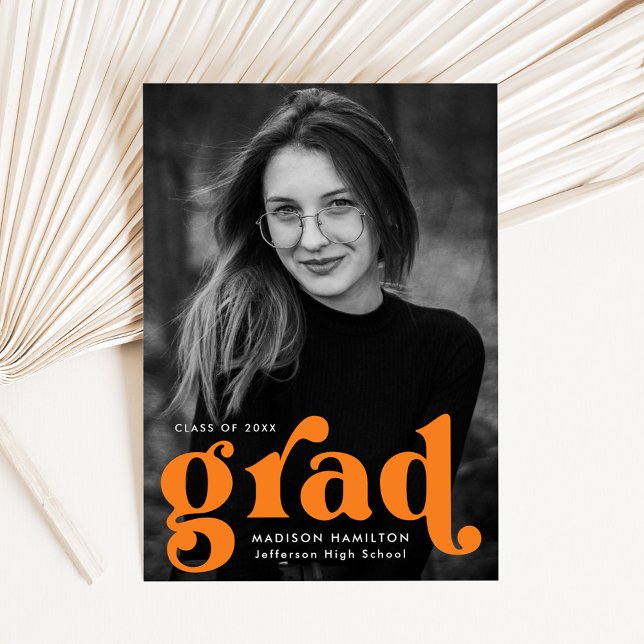 Bold Typography Orange Photo Graduation Announcement (Creator Uploaded)
