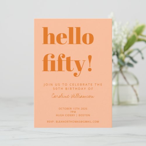 Bold Typography Peach Orange Modern 50th Birthday