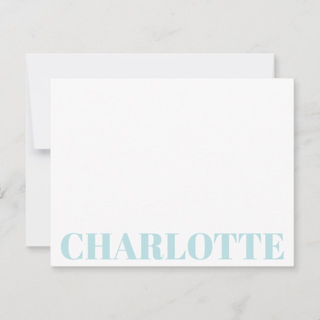 Bold Typography Personalized Blue Name Note Card (Front)