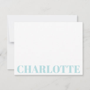 Bold Typography Personalized Blue Name Note Card