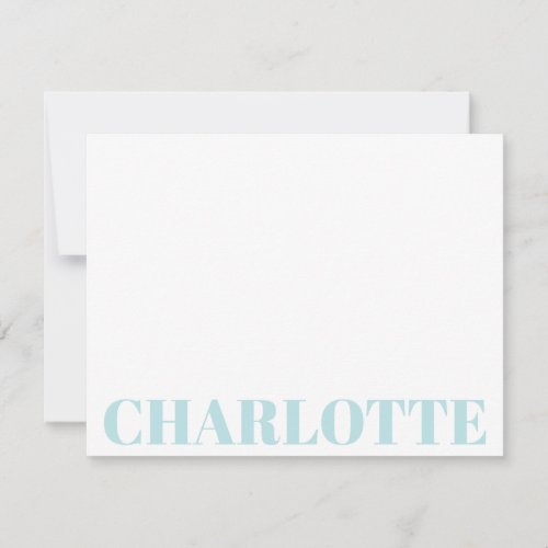 Bold Typography Personalized Blue Name Note Card