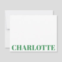 Bold Typography Personalized Kelly Green Name Note Card