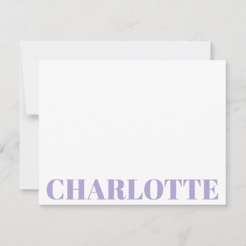 Bold Typography Personalized Lavender Name      Note Card