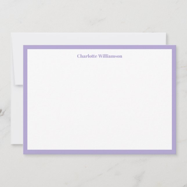 Bold Typography Personalized Name Lavender Border Thank You Card (Front)