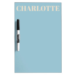 Bold Typography Personalized Name Light Blue Cream Dry Erase Board