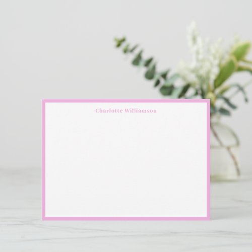 Bold Typography Personalized Name Pink Border Thank You Card