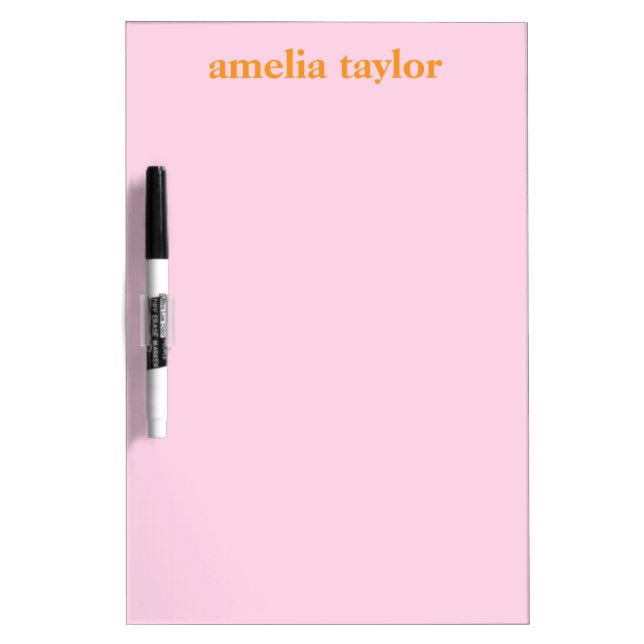 Bold Typography Personalized Name Pink Orange Dry Erase Board (Front)