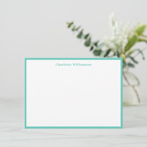 Bold Typography Personalized Name Seafoam Border  Thank You Card