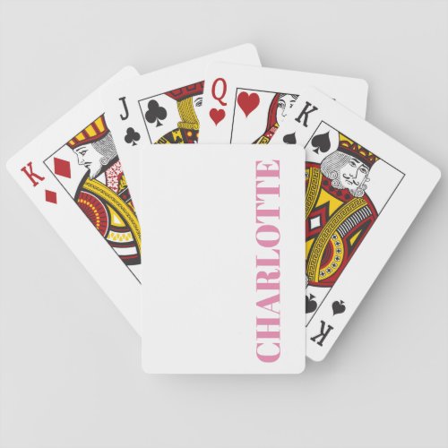 Bold Typography Personalized Pink Name  Poker Cards