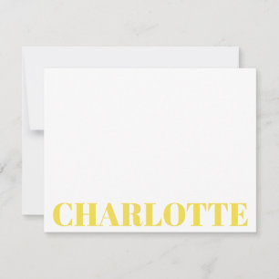 Bold Typography Personalized Yellow Name     Note Card