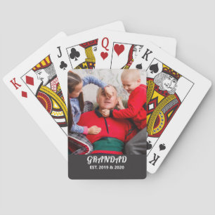 Bold Typography Photo Grandad Established Poker Cards