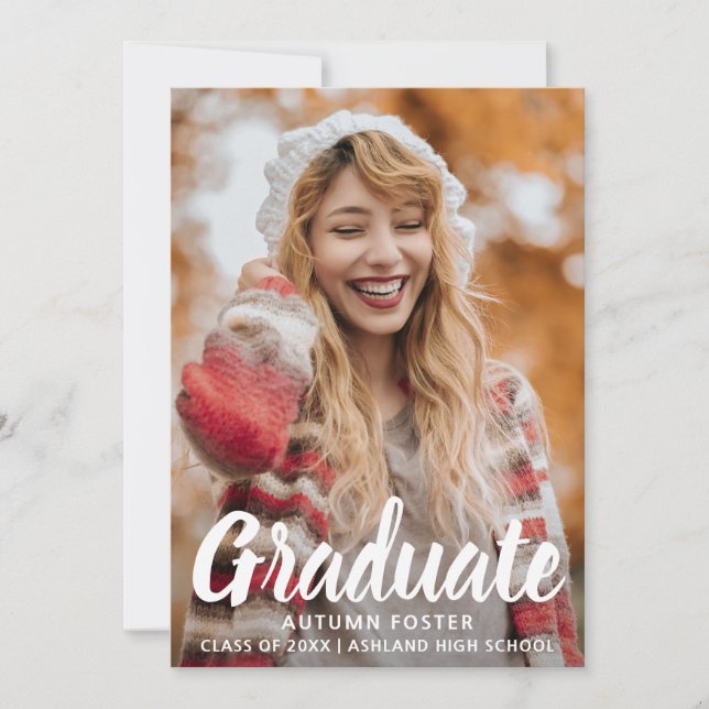 Bold Typography Photo Modern Graduation Announcement (Front)