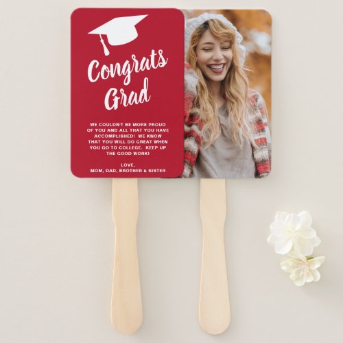 Bold Typography Photo Modern Graduation Hand Fan