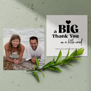Bold typography photo wedding thank you note card