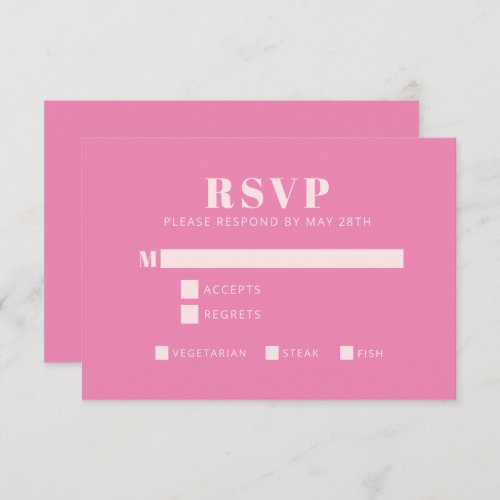Bold Typography Pink and Blush Modern Bat Mitzvah RSVP Card