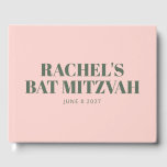 Bold Typography Pink and Green Modern Bat Mitzvah  Guest Book<br><div class="desc">Personalized Bold Typography Blush Pink and Forest Green Modern Bat Mitzvah Guest Book</div>