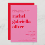 Bold Typography Pink and Red Modern Bat Mitzvah Invitation<br><div class="desc">Bold Typography Bright Pink and Red Modern Bat Mitzvah Invitation</div>