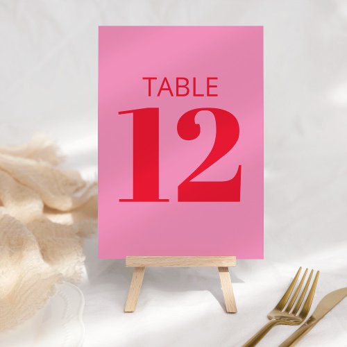 Bold Typography Pink and Red Modern Bat Mitzvah  T Table Number