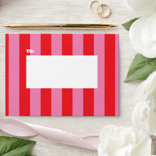 Bold Typography, Pink and Red Wedding Envelope