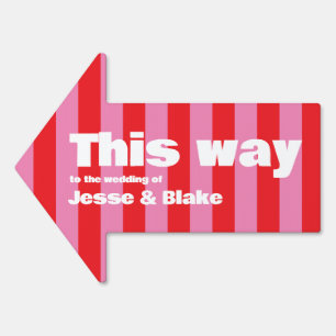 Bold Typography, Pink and Red Wedding Favor Bag Sign