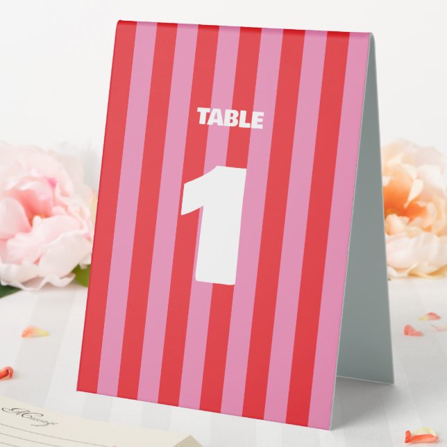 Bold Typography, Pink and Red Wedding Table Tent (In SItu (Wedding))