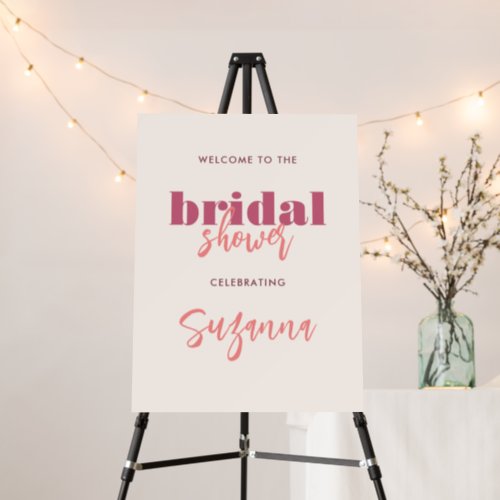 Bold Typography Pink Bridal Shower Welcome Sign