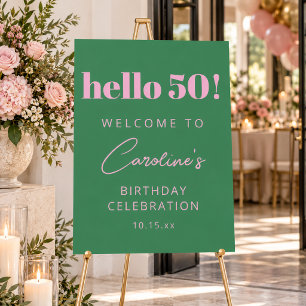 Bold Typography Pink Green 50th Birthday Welcome Foam Board