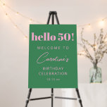 Bold Typography Pink Green 50th Birthday Welcome Foam Board<br><div class="desc">This personalized pink and green birthday party sign adds a polished, welcoming moment to a 50th birthday celebration. The bold “hello 50” typography and modern layout make it easy to style at an entry table, bar area, or party backdrop. Use it to greet guests, anchor a drink station, or create...</div>