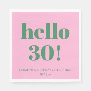 Bold Typography Pink Green Modern 30th Birthday  Napkins