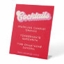 Bold Typography Pink Red Groovy Wedding Cocktails Pedestal Sign