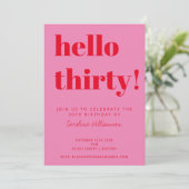Bold Typography Pink Red Modern 30th Birthday Invitation (Standing Front)