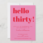 Bold Typography Pink Red Modern 30th Birthday Invitation (Front)