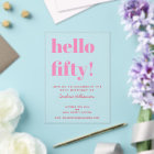 Bold Typography Pink Red Modern 50th Birthday