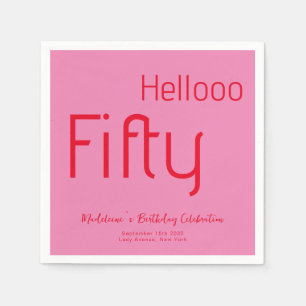 Bold Typography Pink Red Modern 50th Birthday Napkins