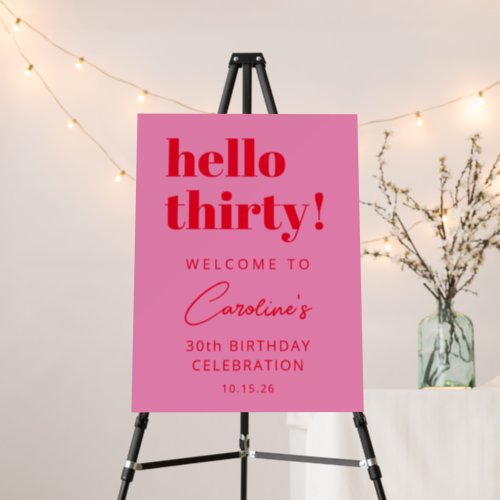 Bold Typography Pink Red Modern Birthday Welcome Foam Board