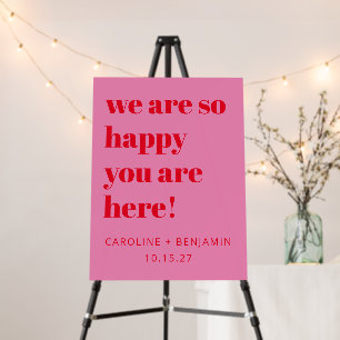 Bold Typography Pink Red Modern Wedding Welcome Foam Board