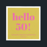 Bold Typography Pink Yellow Modern 50th Birthday Napkins<br><div class="desc">Bold Typography Bright Pink and Yellow Modern 50th Birthday Custom Napkins</div>