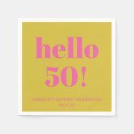 Bold Typography Pink Yellow Modern 50th Birthday Napkins